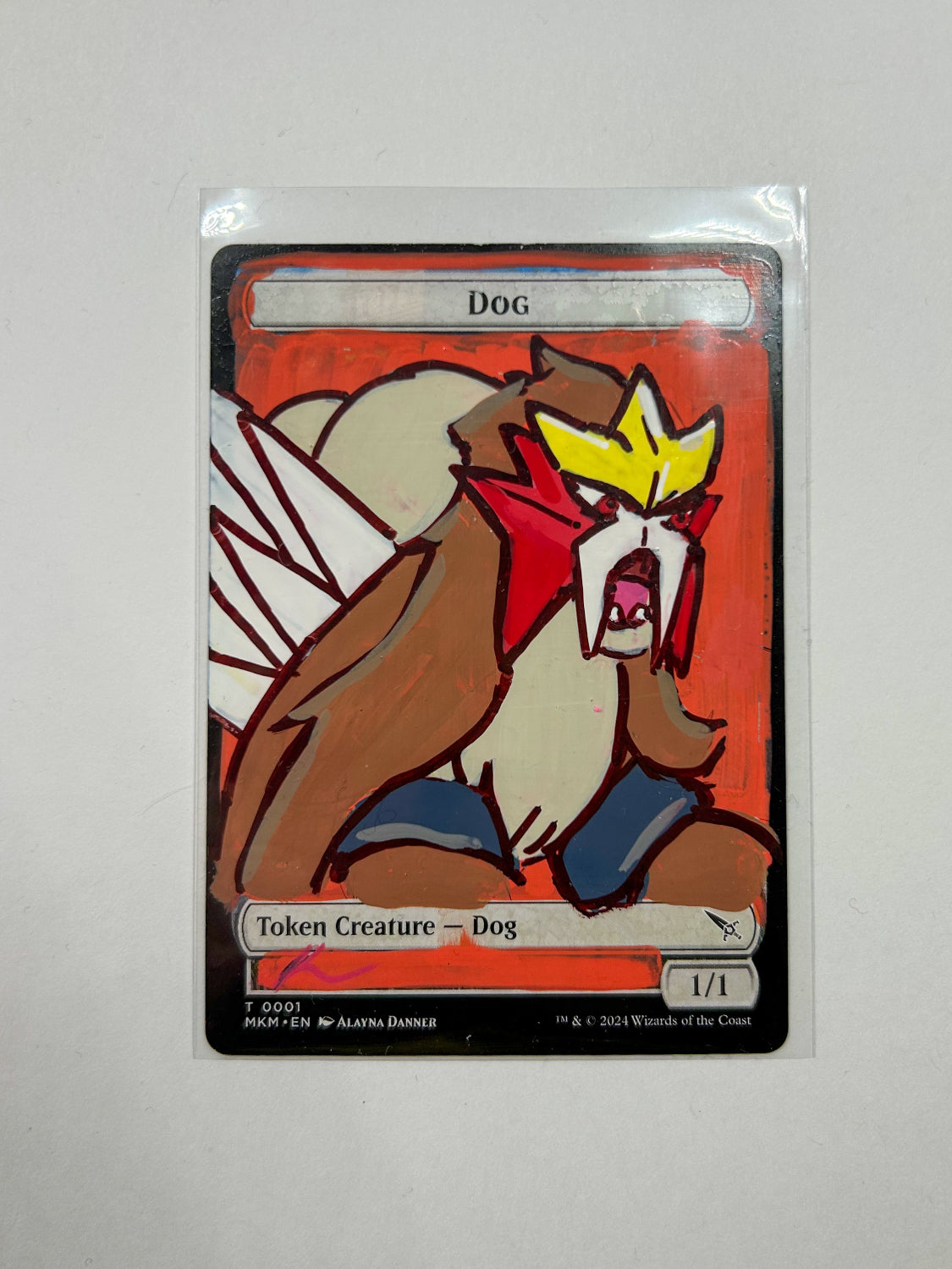 Painted MTG token card Alter - Dog