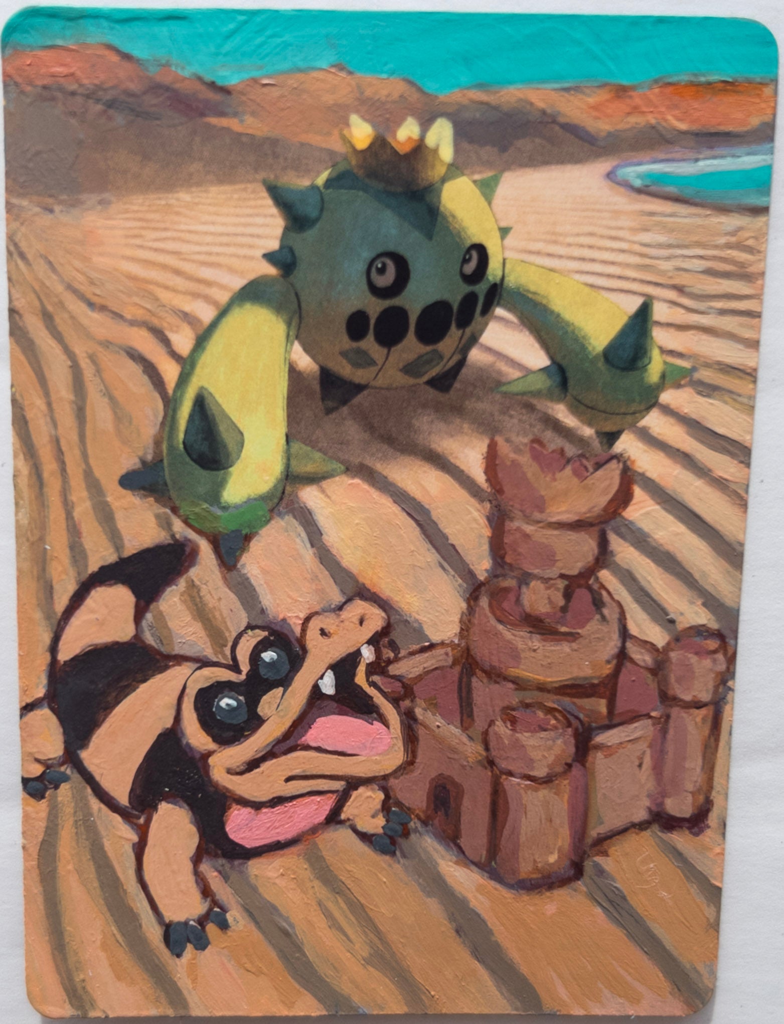 Painted Trading Card Extended Art - Cactus Sandcastle  Ground Type