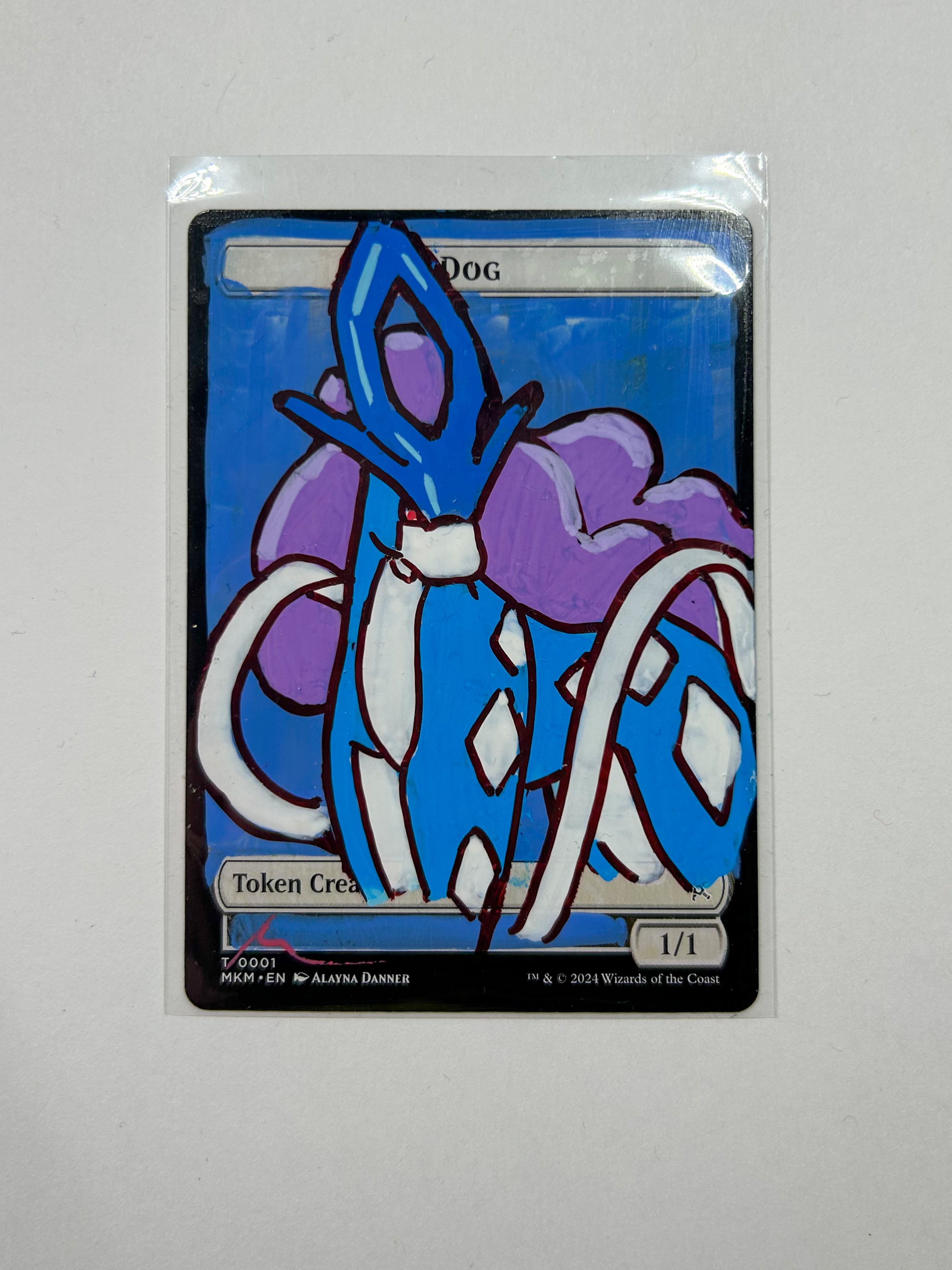 Painted MTG token card Alter - Dog