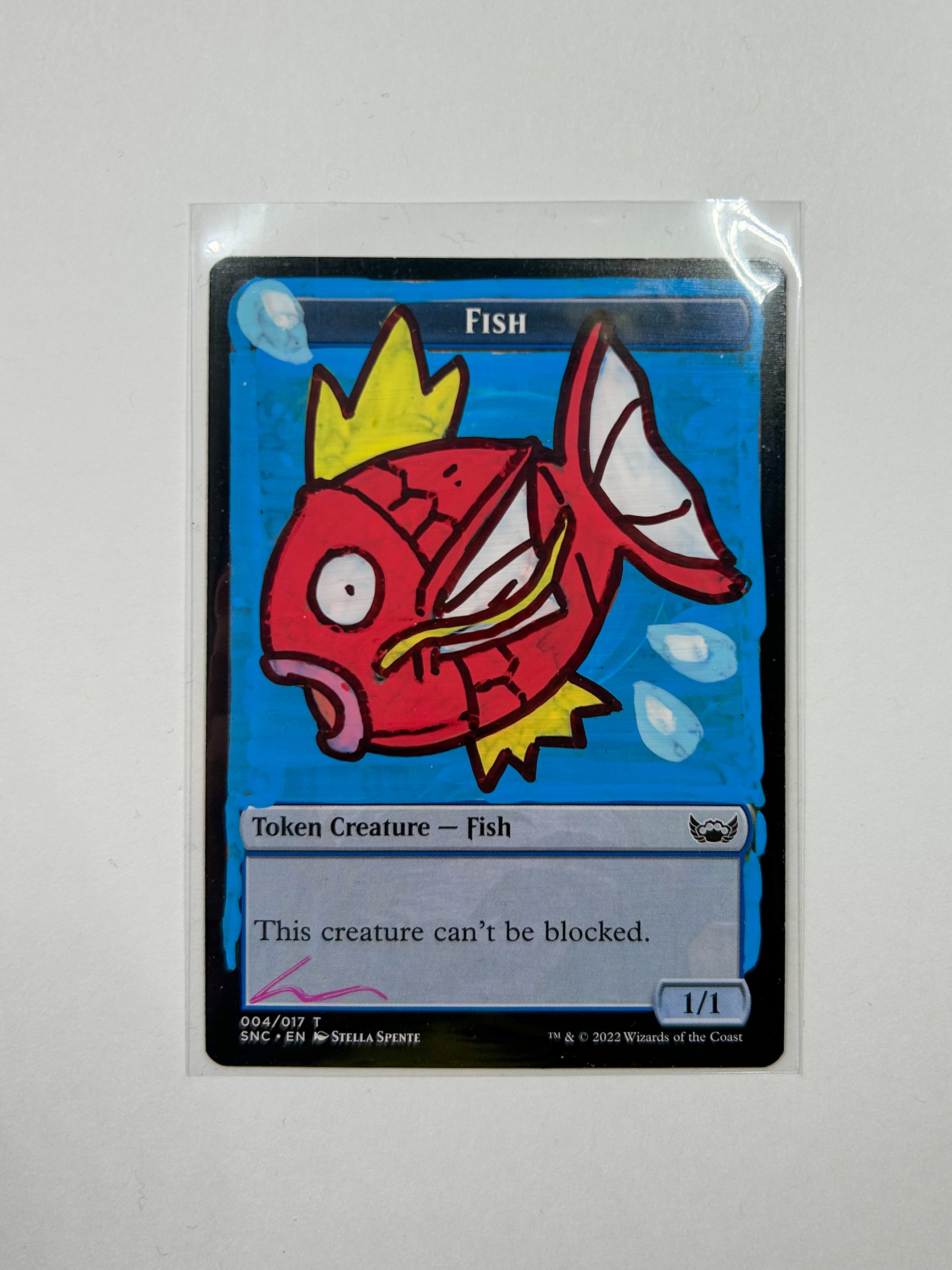 Painted MTG token card Alter - Fish