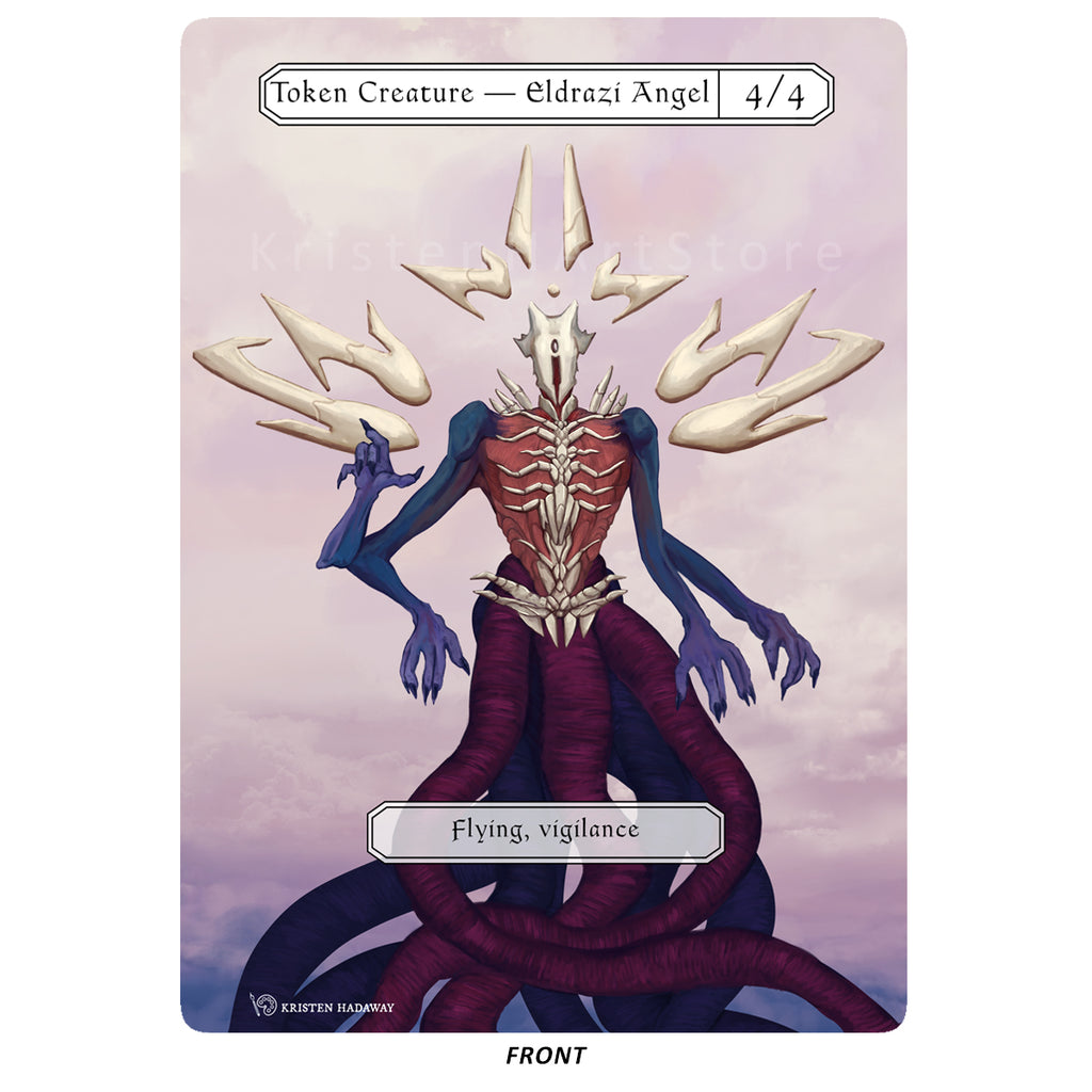 Eldrazi Angel Token - 4/4 Colorless Eldrazi Creature with Flying and Vigilance