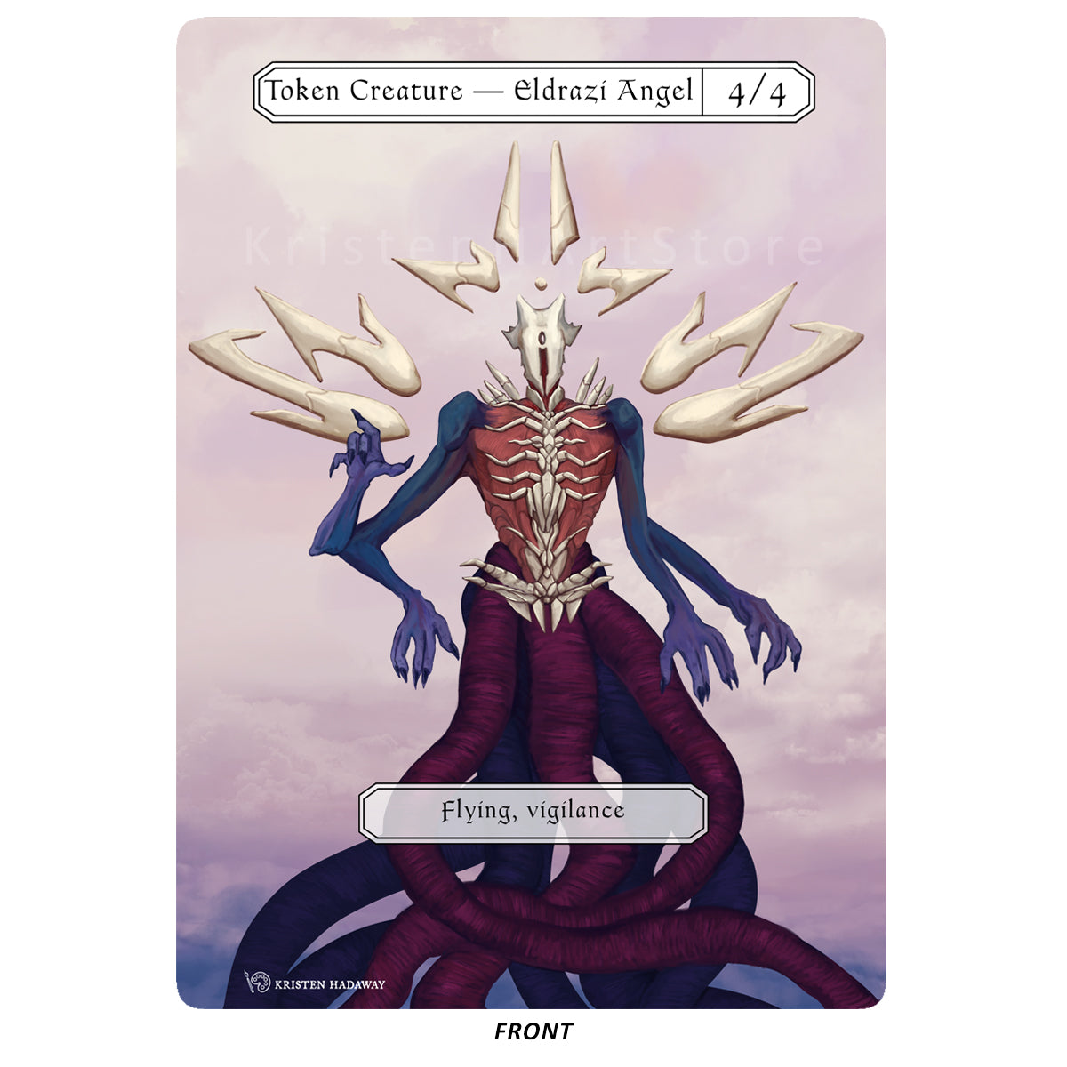Eldrazi Angel Token - 4/4 Colorless Eldrazi Creature with Flying and Vigilance