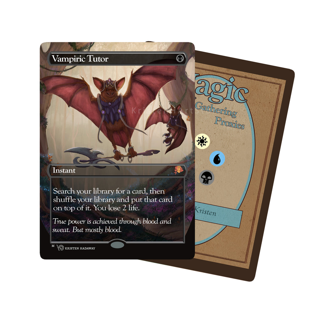 Vampiric Tutor - Cute Bloomburrow themed Bat Proxy Card