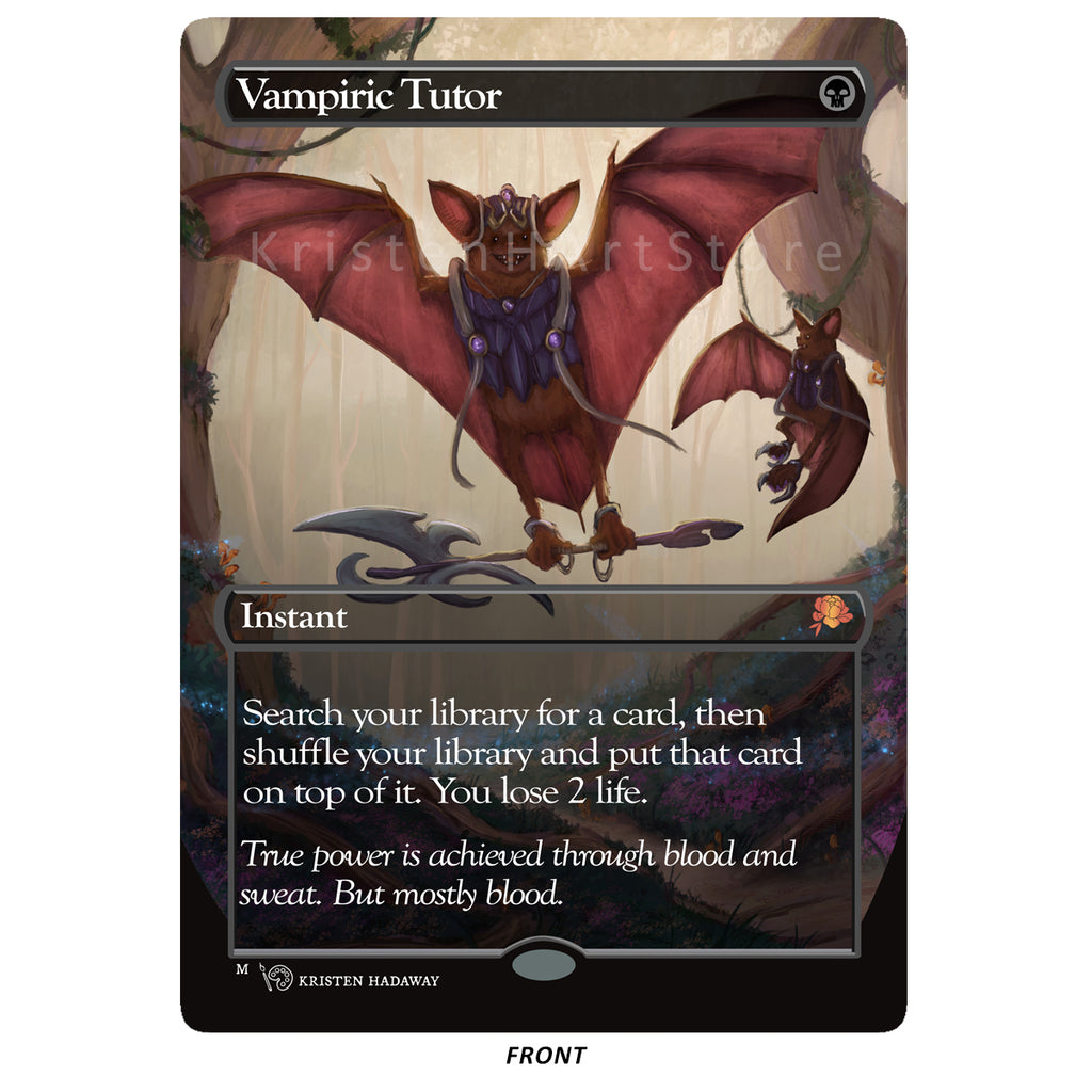 Vampiric Tutor - Cute Bloomburrow themed Bat Proxy Card