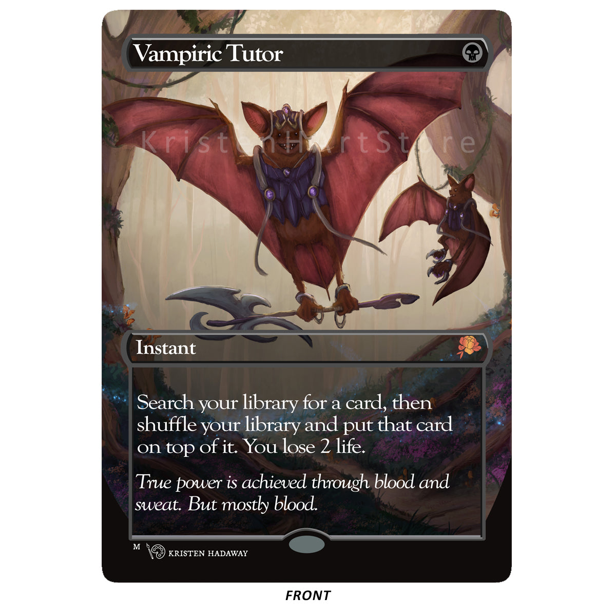 Vampiric Tutor - Cute Bloomburrow themed Bat Proxy Card
